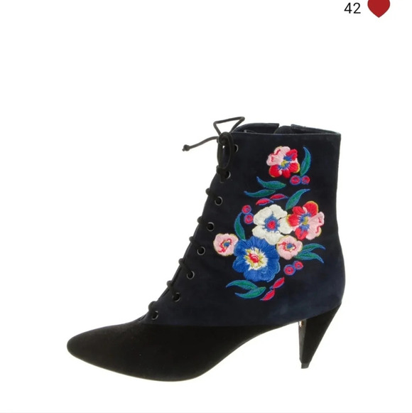 Tory Burch Cassidy embroidered ankle boots 10 - Picture 6 of 7